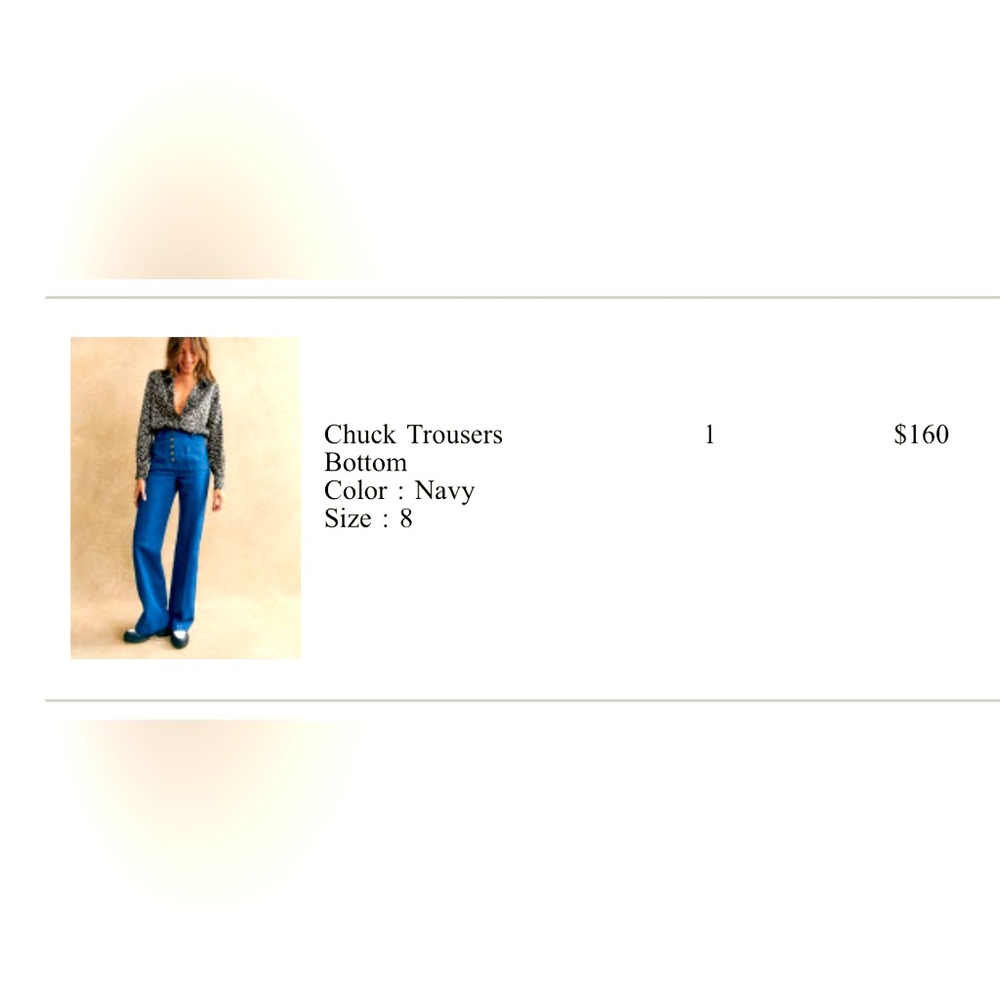 NWT Sezane Chuck Trousers, Denim, Sz 8, high waisted, button fly